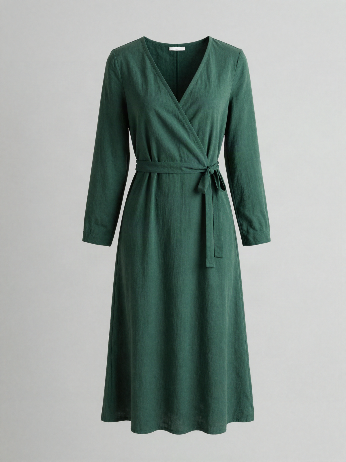 Solvenne - Long Sleeve Wrap Dress in Brushed Twill