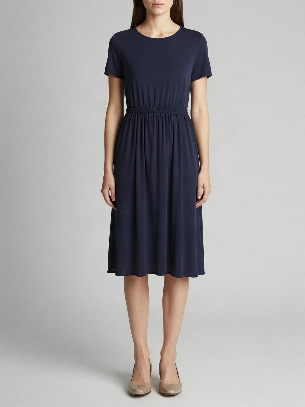 Tarnwyn - Pleated Midi Dress with Elasticated Waist