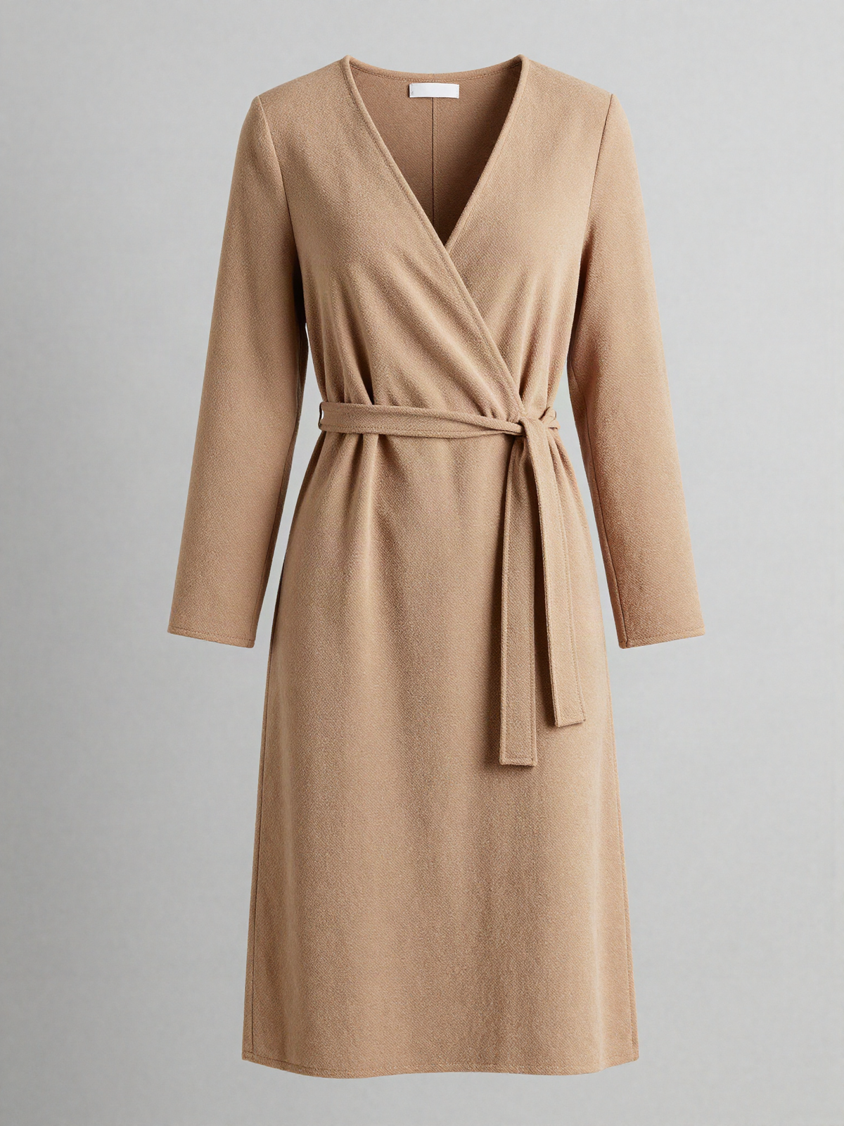 Solvenne - Long Sleeve Wrap Dress in Brushed Twill