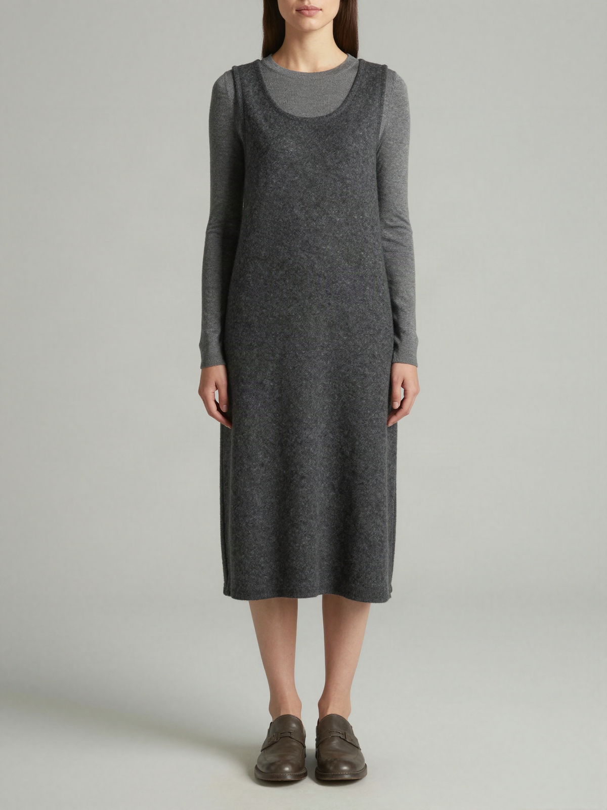 Ilsvenne - Sleeveless Pinafore Dress in Wool Blend