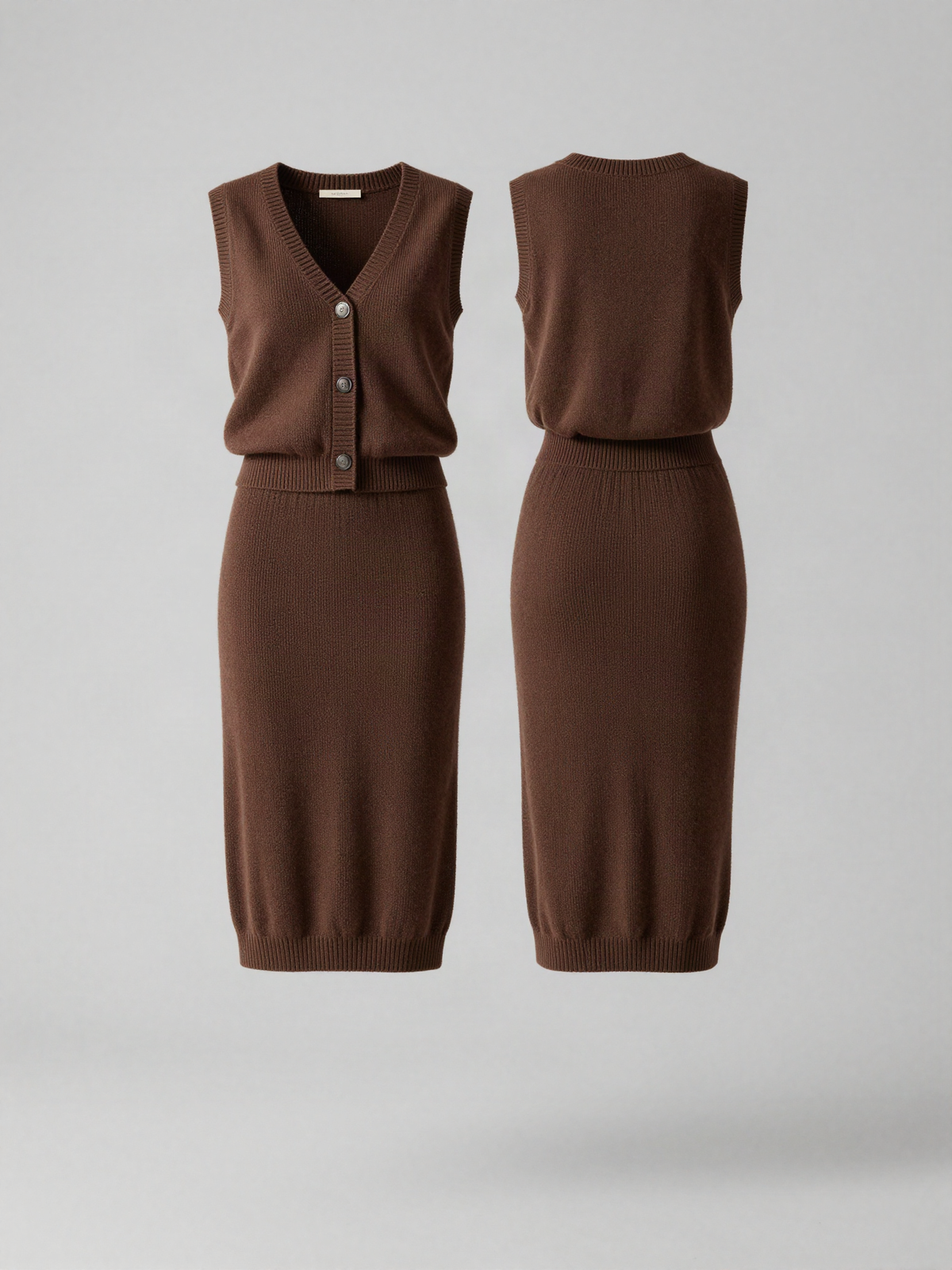 Calverth - Knitted Vest and Midi Skirt Set