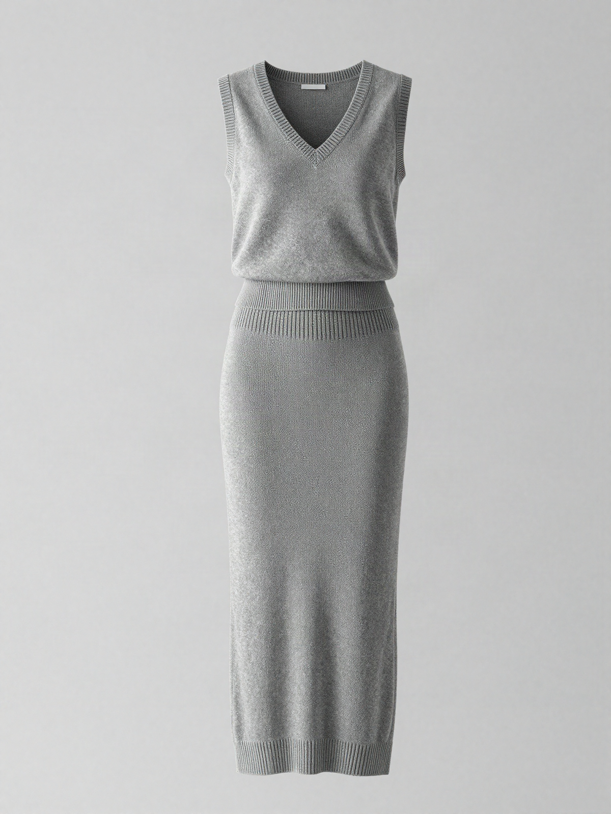 Calverth - Knitted Vest and Midi Skirt Set