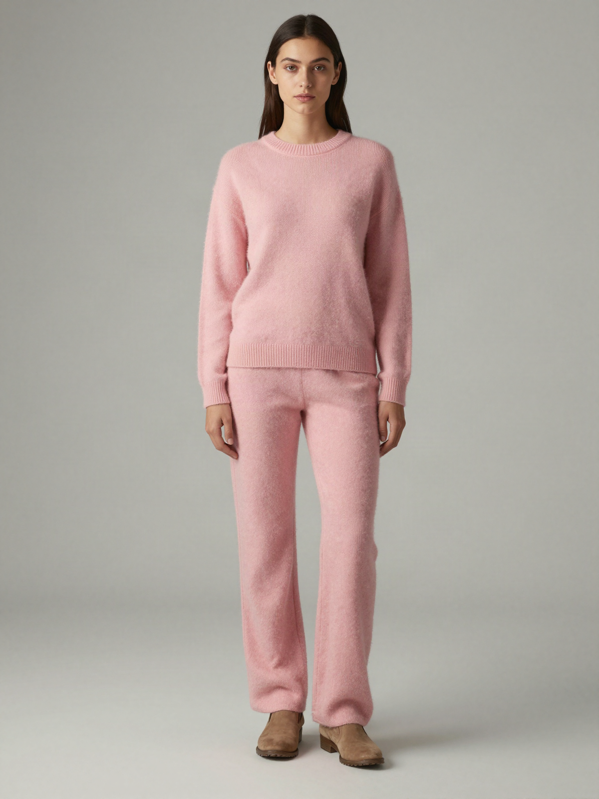 Rosvane - Boucle Knit Jumper with Round Neck