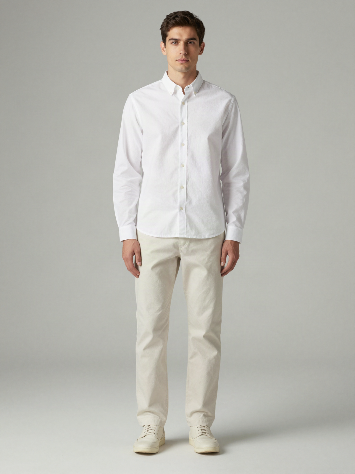 Wrothern - Long Sleeve Oxford Shirt with Button Down Collar