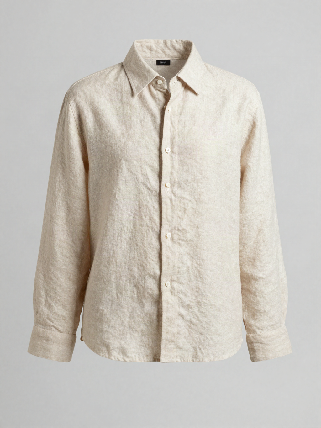 Peldrick - Grandad Collar Shirt in Linen Blend