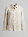 Peldrick - Grandad Collar Shirt in Linen Blend
