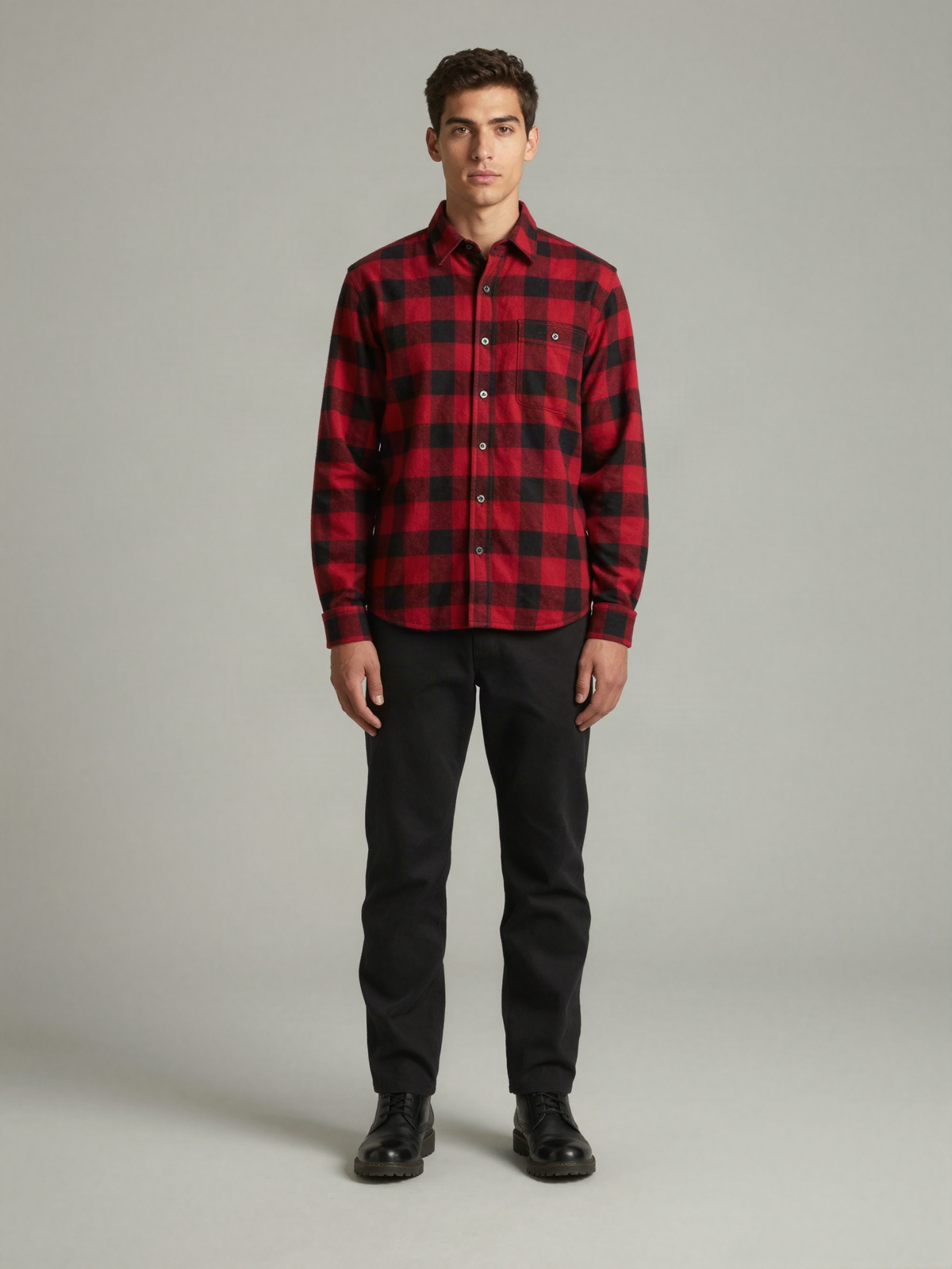 Tarvenn - Flannel Check Shirt with Curved Hem