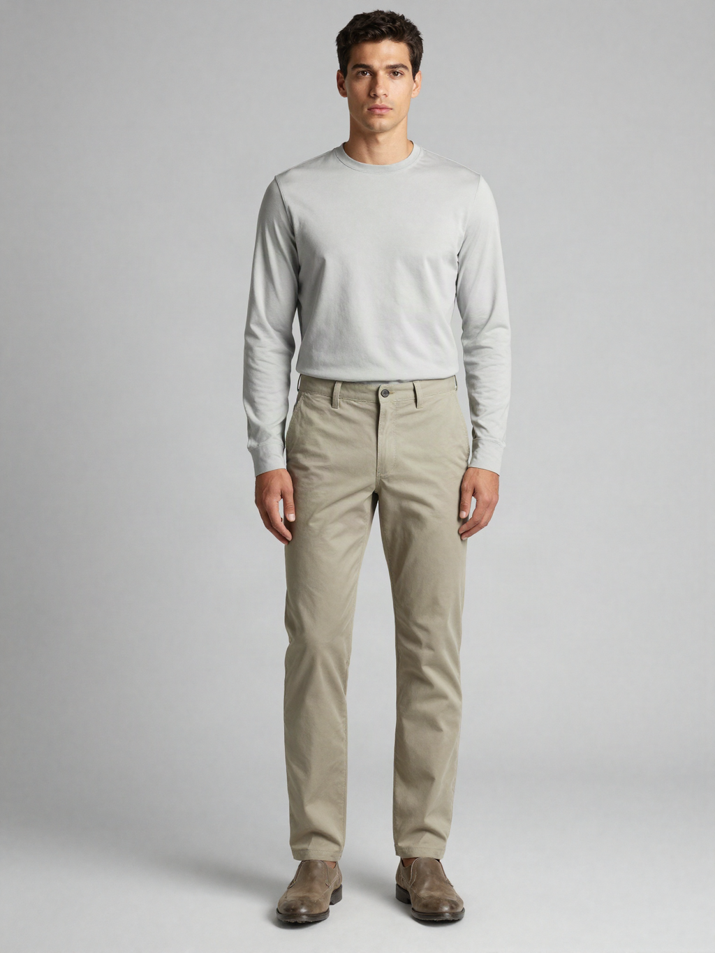Vendreth - Slim Fit Stretch Chinos with Belt Loops