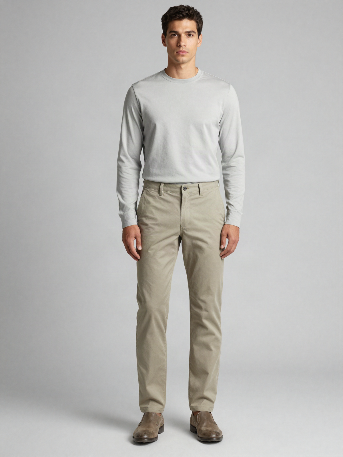 Vendreth - Slim Fit Stretch Chinos with Belt Loops